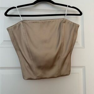 Elegant Aritzia Tan Satin Corset Top